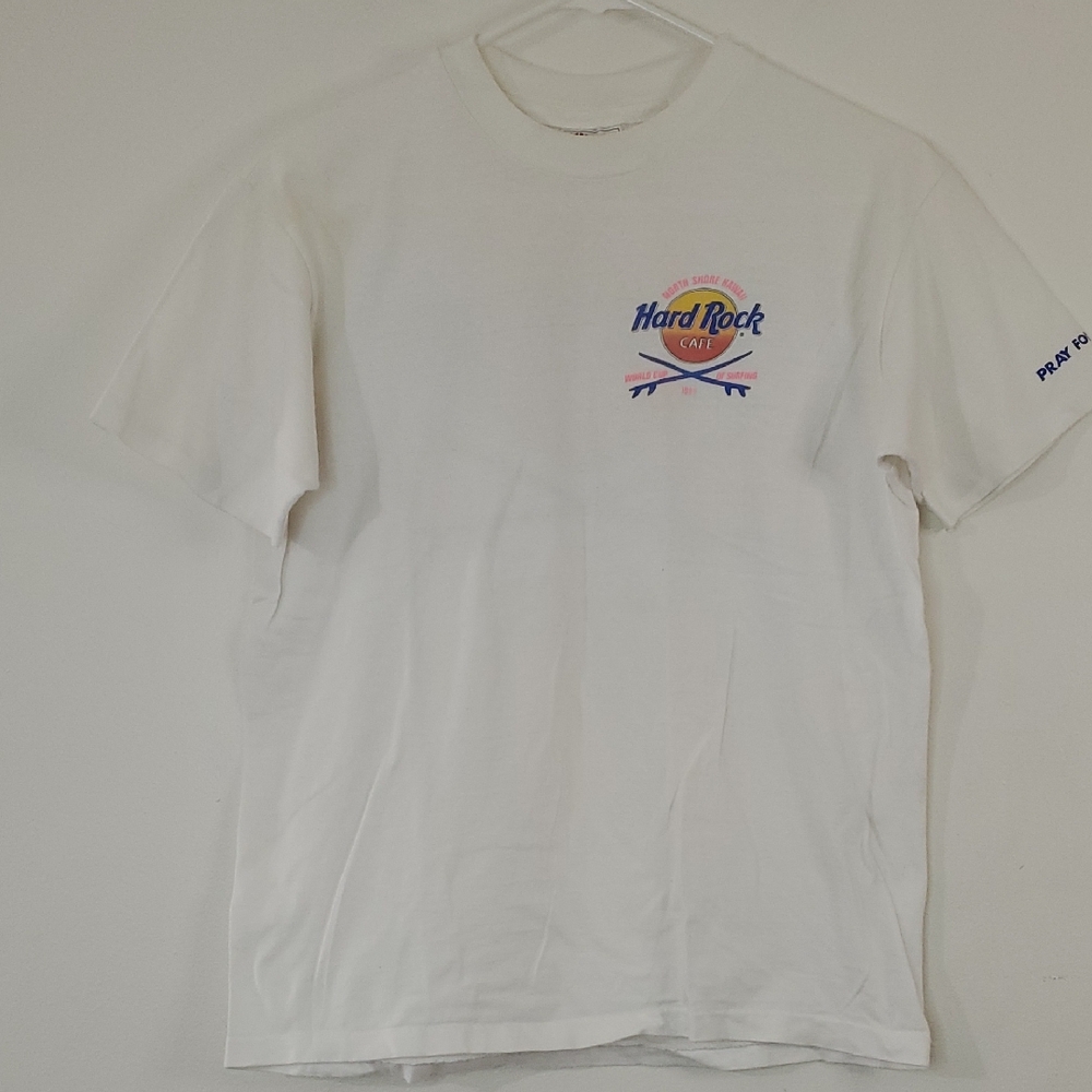 Vintage 1989 Hard Rock Cafe North Shore Hawaii World Cup Of Surfing Tee Size Med